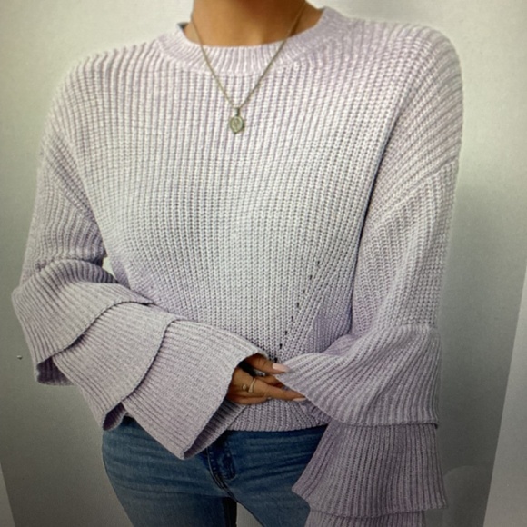 BELL SLEEVE SWEATER (Mauve Purple) - Picture 3 of 5